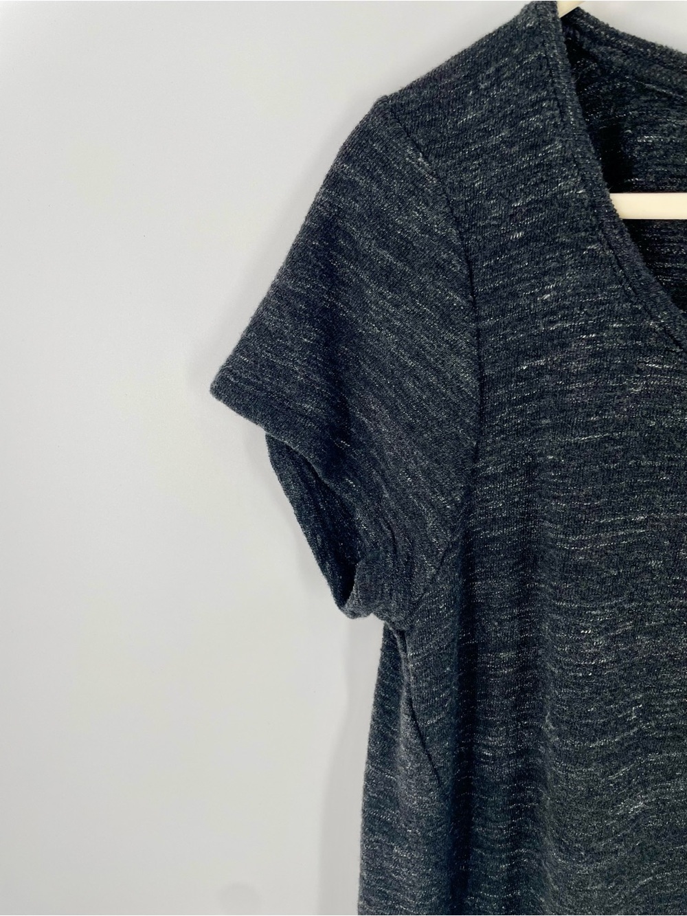 Pure Jill Black Grey Heathered Pockets Short Sleeve Tee Shirt Dress Cover Up - Picture 2 of 10